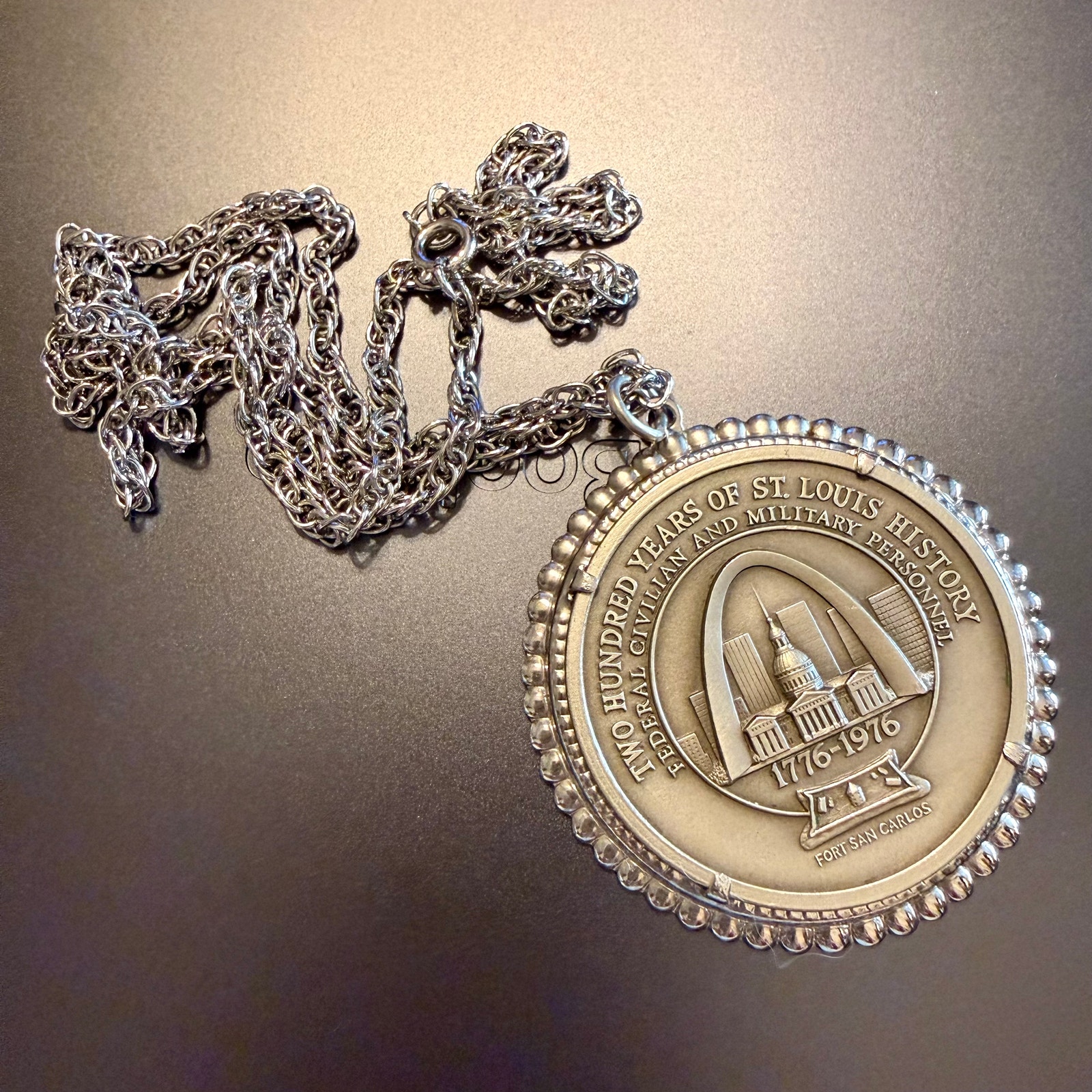 1976 Two Hundred Years Of St. Louis History Medal Necklace